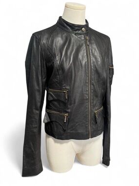 Vintage Skipper lambskin moto style leather jacket
